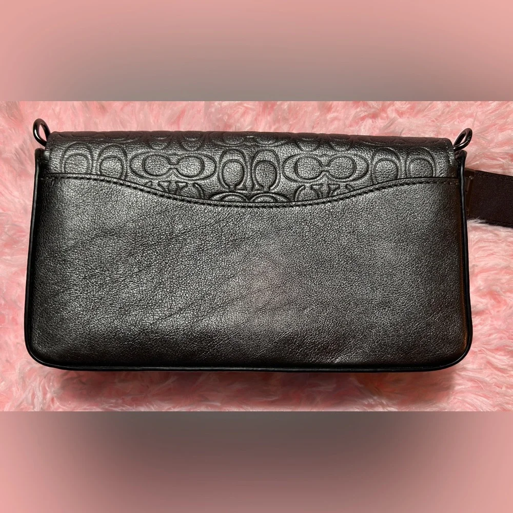 COACH SIGNATURE LEATHER DINKY - METALLIC GRAPHITE - Picture 3 of 11